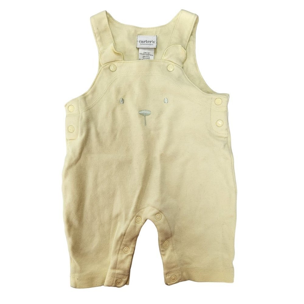 VTG Carter's Classic Soft Jersey Knit Overalls Spring Yellow Easter Baby 0-3 Mon